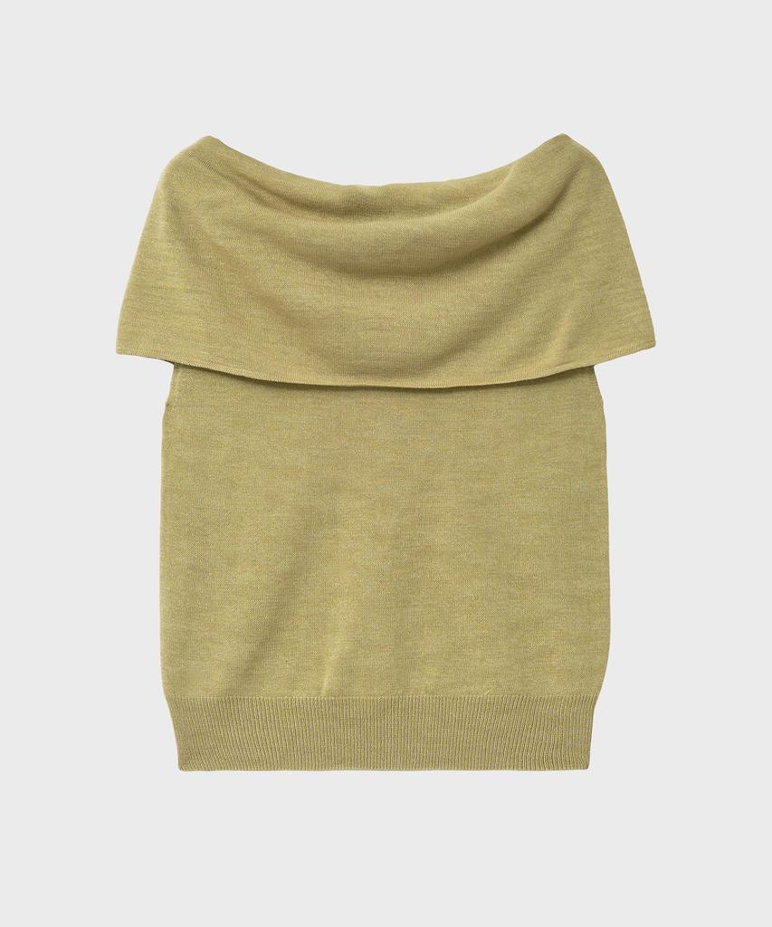NOIRER FOR WOMAN Linen Off-Shoulder Knit (Light Khaki)