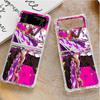 Cute Cartoon Chainsaw Man Pattern Case For Samsung Galaxy Z Flip 3 4 5g Funda Z Flip3 Clear Pc Hard Shockproof Phone Coque Shell