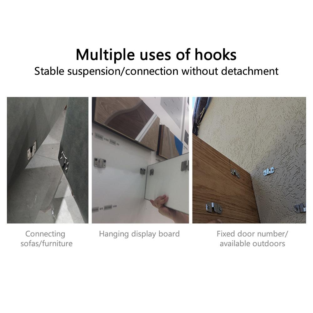 1 Pair Size L Interlocking Photo Frame Hanging Buckle Stainless Steel Furniture Connector Hanger