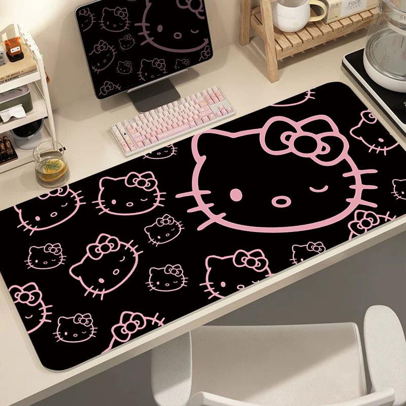 Креативная кожаная подставка под мышь с принтом Hello Kitty для девочек, студентов, экстра большая, нескользящая, для клавиатуры компьютера, мультяшная, для письменного стола