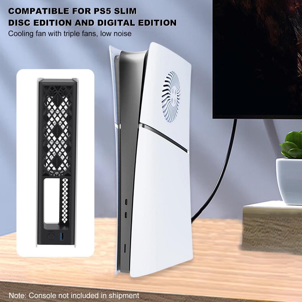 Система охлаждения с регулируемой скоростью, внешний кулер с RGB-подсветкой и портом USB 3.0 для аксессуаров консоли PlayStation 5 Slim/Pro