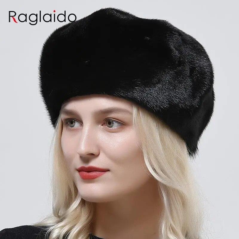 Зимняя женская кепка, полярные шапки, шапки из меха норки, новый стиль, восьмиугольная шапка с бриллиантами, однотонный роскошный топ, 100% настоящая женская меховая шапка