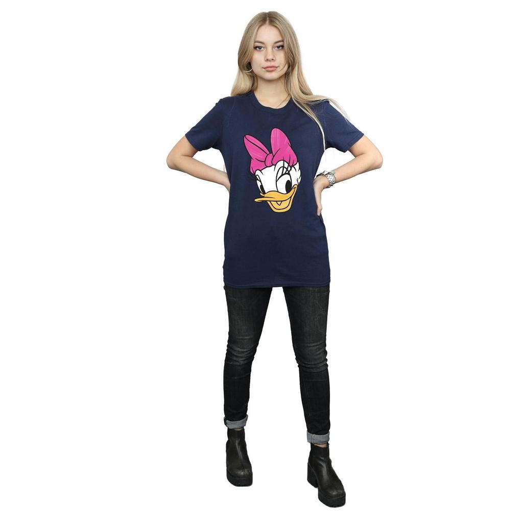 Disney Womens/Ladies Daisy Duck Head Painted Cotton Boyfriend T-Shirt
