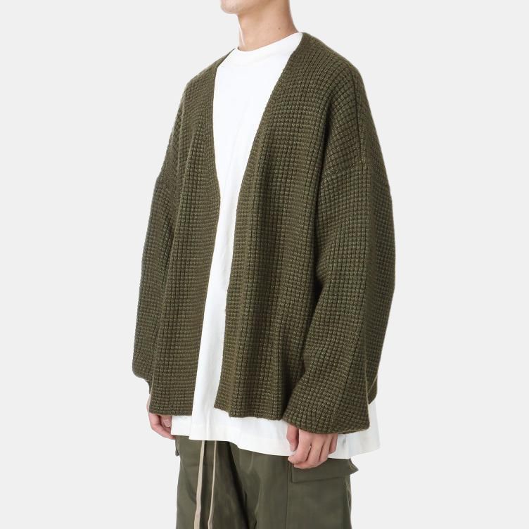 Fear of God Essentials Тяжелый Вафельный Кардиган Мужские Топы Военные Зеленый 192BT246205F