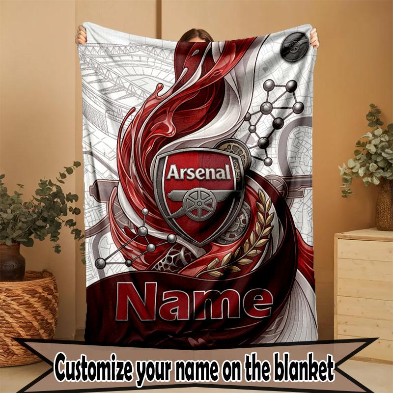 Custom Name Personalized Arsenal F.C Print Blanket, Home Decor, Bedroom, Sofa, Camping, Couch, Gifts for Birthday Christmas
