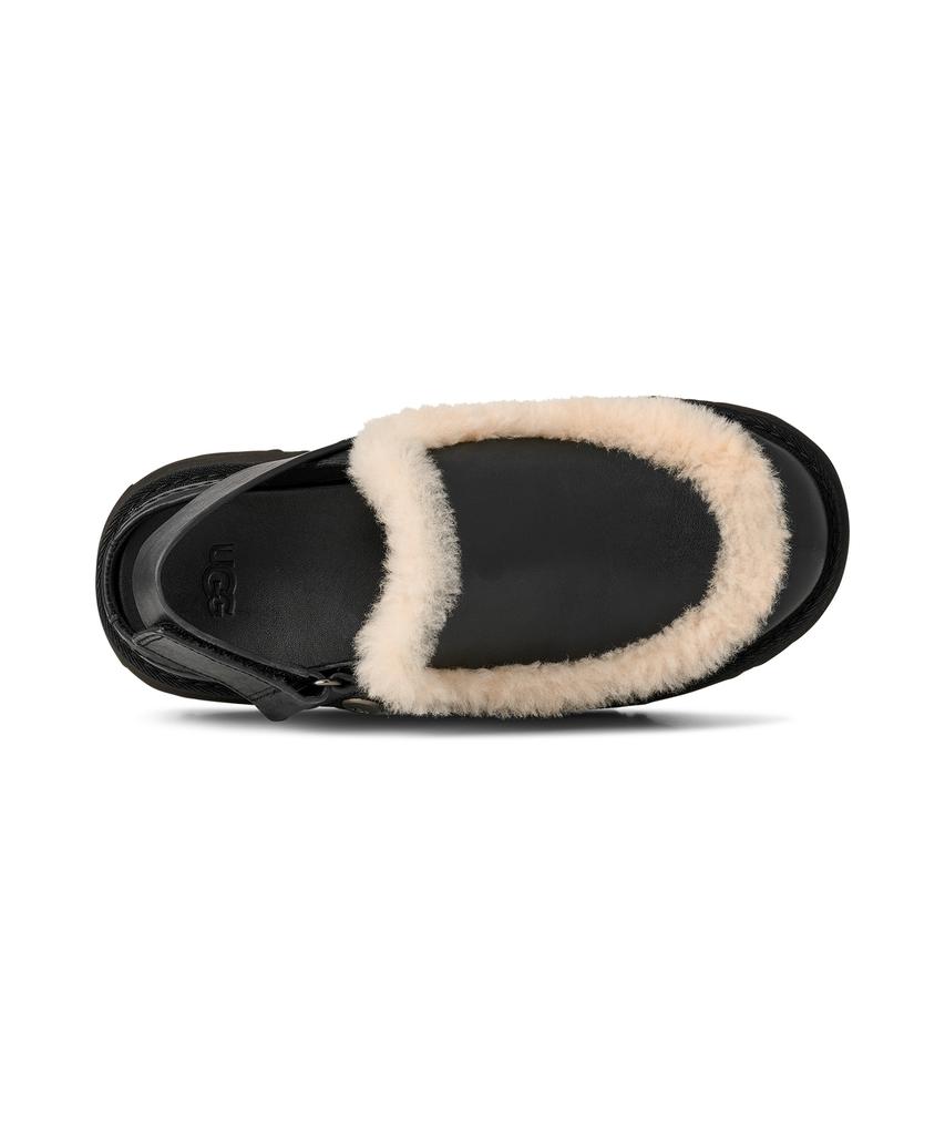 Ugg [Women] Suede Wool Trim Leather Clogs (Esmi Leather Clogs) - Black / 1171507-Blk