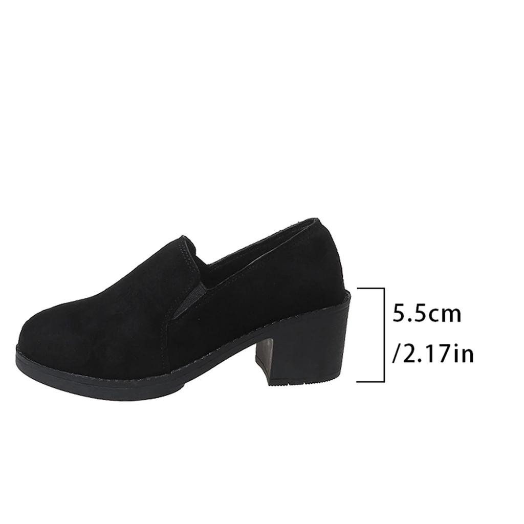 Fashion Women Shoes 2024 Autumn New Retro Black Square Heel Low Top Shoes for Women Casual Non-slip Pumps Ladies Zapatos De Mujer