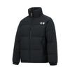 Серия пуховиков Li Ning Hot Pot с буквенной молнией, воротником-стойкой, удобные, дышащие, повседневные, унисекс, верхняя одежда, черные AYMT293-4