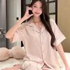 Factory goods 1011 ice silk pajamas women's spring thin short-sleeved Douyin live broadcast fashion printing set Internet celebrity