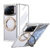 KEYSION Чехол-подставка с магнитным кольцом, вращающимся на 360°, для Xiaomi MIX Fold 4, прозрачная жесткая ПК-накладка для телефона со стеклянной защитной пленкой для экрана