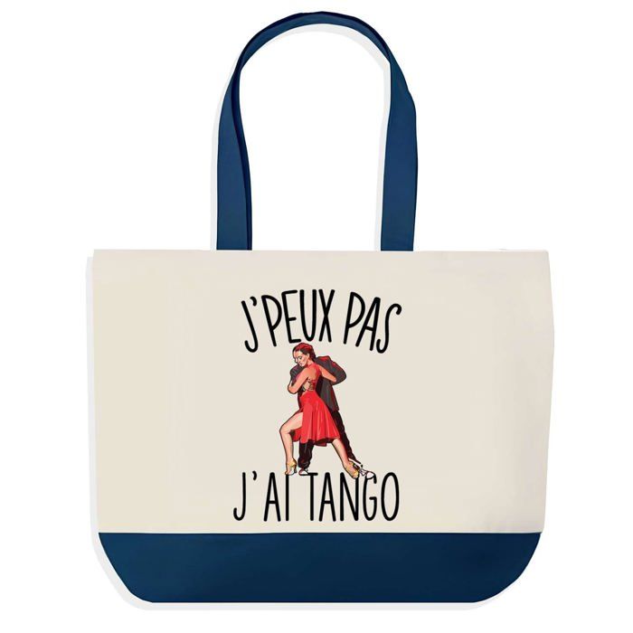 Sac cabas - PLANETEE - J'peux pas Tango - fond bleu - coton 40x45 cm - grand format
