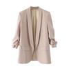 Spring and Autumn Commuter Urban Leisure Versatile Candy Women's Pleated Sleeve Blazer