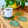 Monstera Coaster Plant Ornament 3D Printed House Artificial Plant Built-In Coaster Leaves