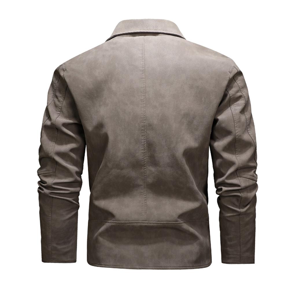 Мужская модная мотоциклетная кожаная куртка на нескольких молниях Кожаная куртка с большим лацканом Пиджак