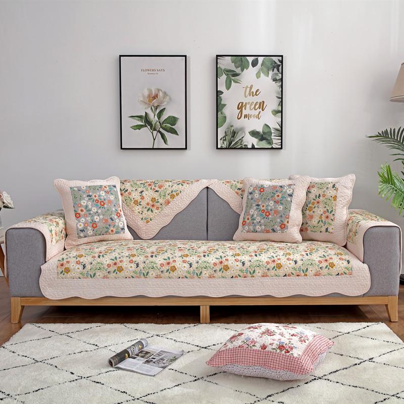Four Seasons Universal Pastoral Printing Sofa Cushion Korean Style Small Floral Sofa Cushion Towel Hot Selling Cotton Sofa Cover