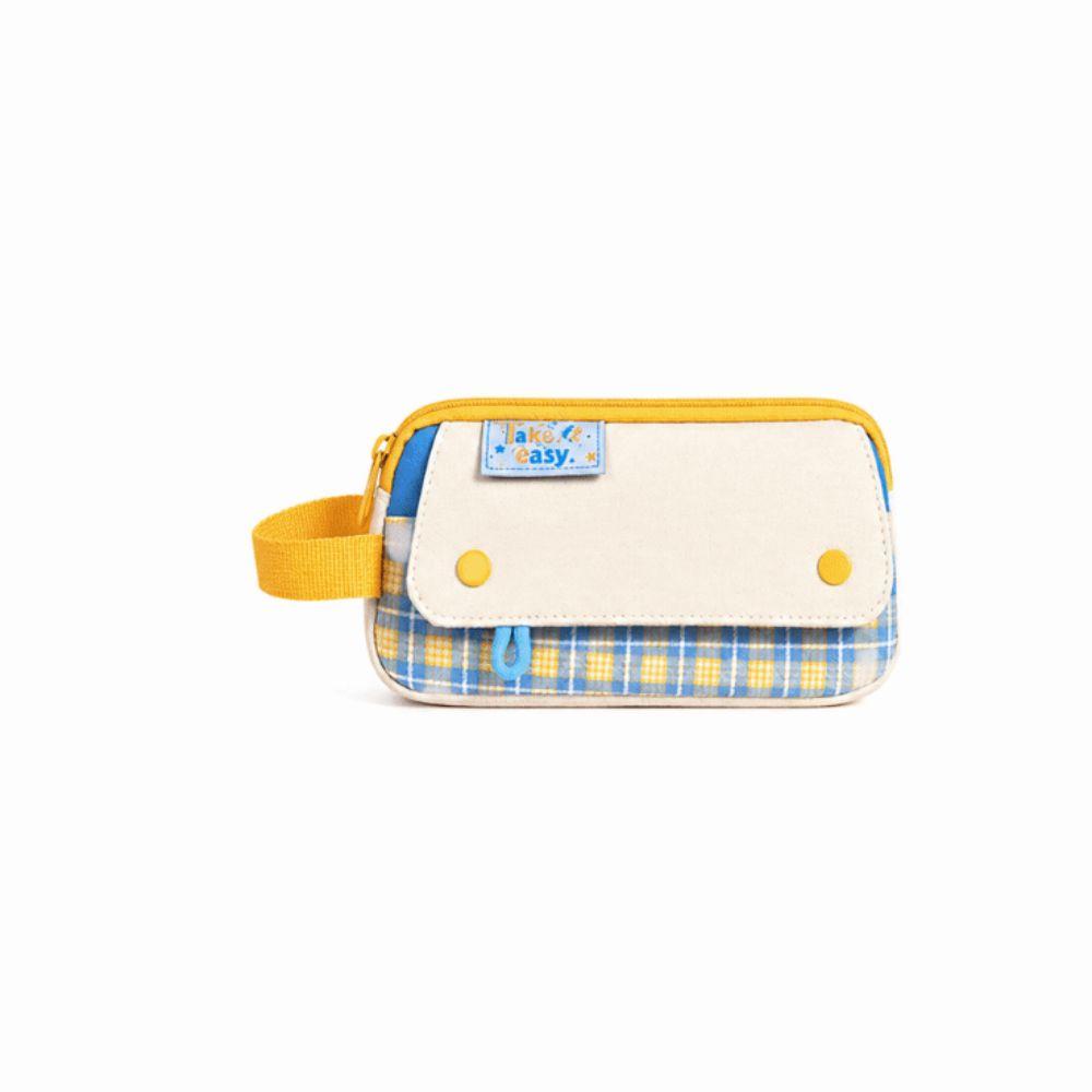 Simple Plaid Style Pencil Case Large Capacity Stationery Organizer Handheld Pen Bag Gifts