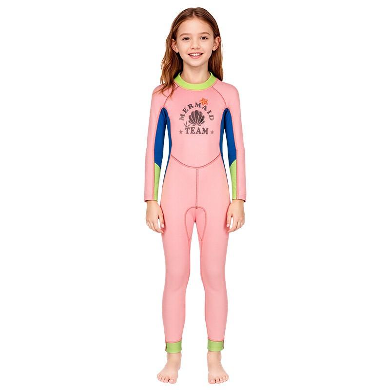 Kids 2.5mm Neoprene Wetsuit Girls Full Body Long Sleeve Snorkeling Surfing Swimsuit With Warmth Protection