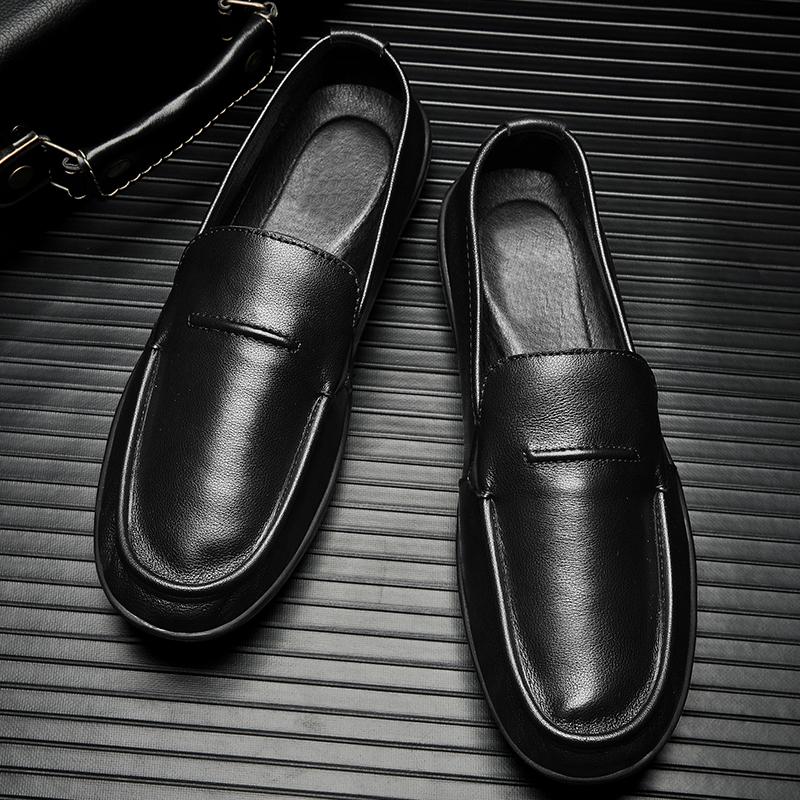 Туфли из натуральной кожи Slip-on, классические мужские лоферы, универсальная повседневная обувь, простые мокасины, горячая распродажа, обувь для вождения, мужские туфли-лодочки