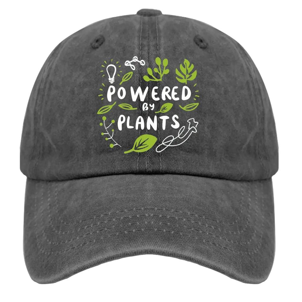 Шляпа с надписью "Powered by Plants" для мужчин, Бейсболка, Смешная, Стиранная, Для хайкинга, Дышащая