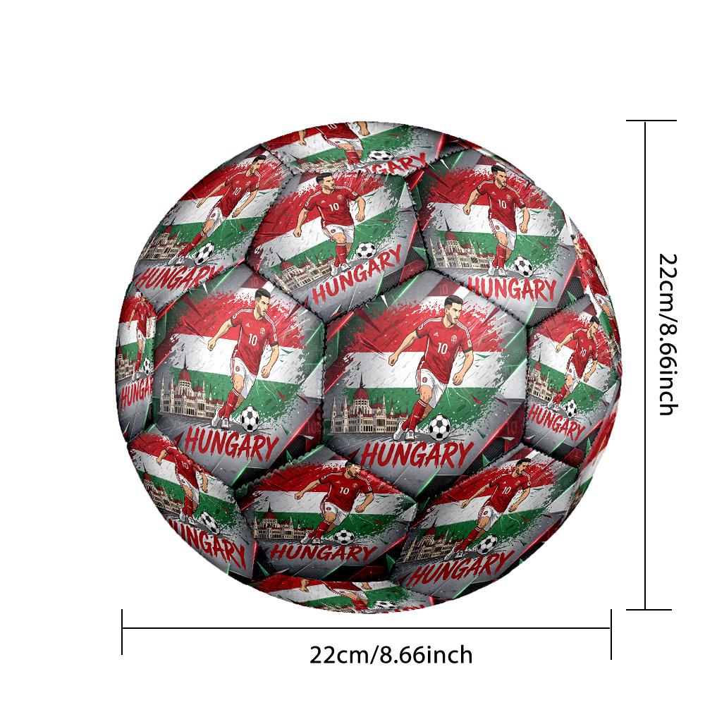 Hungary Football Printed Size 5 Soccer Ball Wear Resistant Standard Adult Training Football Fan Gift for Indoor Outdoor Match Sports