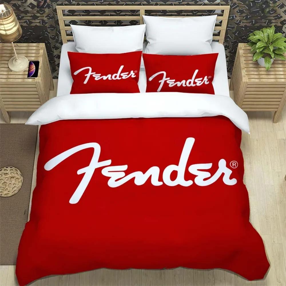 Fender Музыкальная Гитара Мода 3D Печать Постельное Белье Комплект Постельного Белья на Королевскую Кровать Индивидуальный Комплект Постельного Белья King Size Мягкий И Удобный