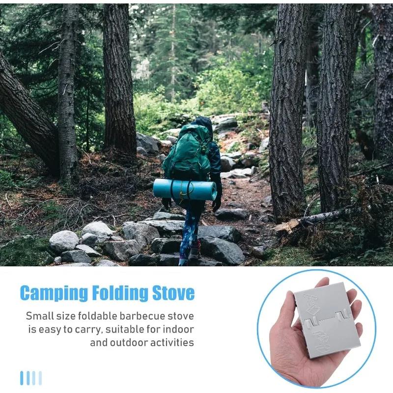 Outdoor Alcohol Stove, Portable Foldable Mini Solid Fuel Stove, One-piece Pocket Cookware, Camping and Picnic Supplies