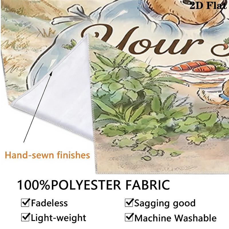Easter Bunny Picnic Custom Name Wall Tapestry Aesthetic Wall Hanging Printed Fabric Blanket Decorative Tapestries For Bedroom Living Room Home Decor