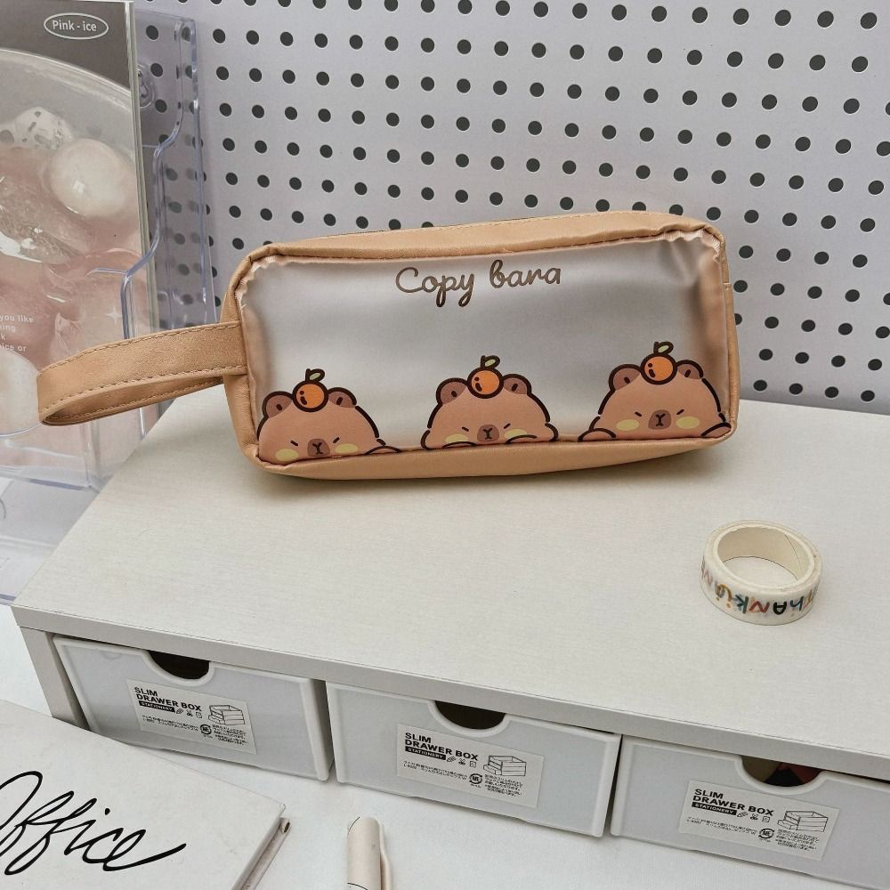 PVC Capybara Pencil Bag Kawaii Stationery Bag Desktop Organizer Cartoon Pen Bag  Student