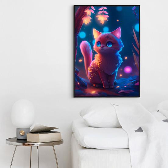 Пейзаж с бриллиантами, милый кот, принт, дизайн, улучшение координации, снятие стресса, мозаика, алмазная вышивка, украшение для дома, сделай сам, подарок