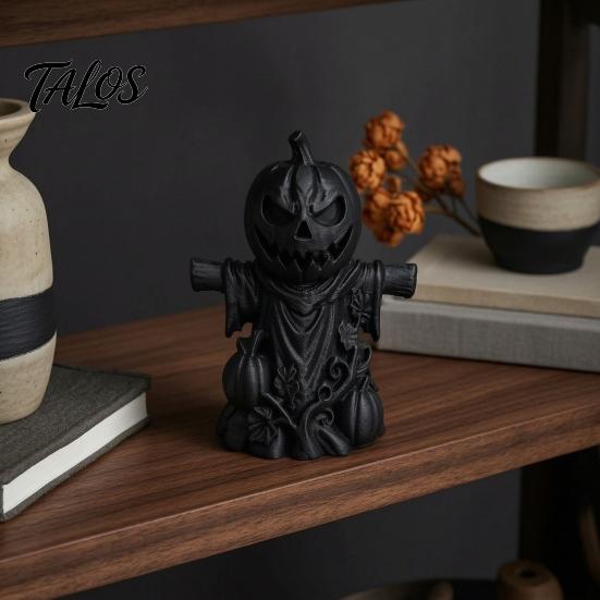 Ручная работа, Резная тыква, 3D-печатная фигурка пугала, Матовый черный, Хэллоуин, Настольное украшение, Атмосферный, Для вечеринки, Декор для полки, Окна, Офиса,