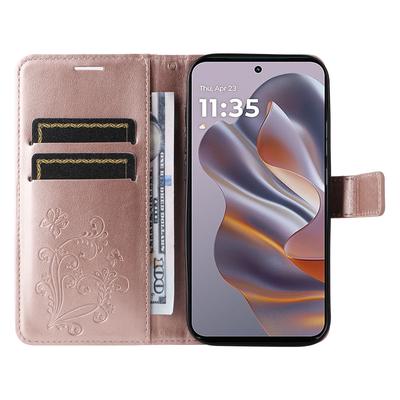 Для Motorola Edge 50 Neo 5G/Moto S50 5G/Thinkphone 25 5G Чехол-кошелек Кожаный чехол для телефона с цветочным и бабочковым принтом Подставка