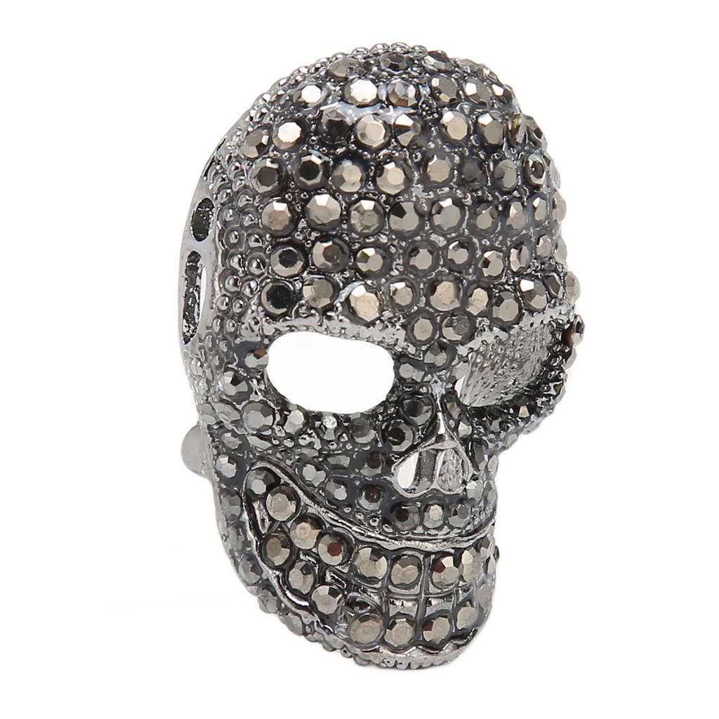 Vintage Skull Brooch Rhinestone Sparkly Nickle Free Skull Head Pin Brooch Accessory Black