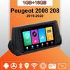 Car Radio Android Auto Carplay For Peugeot 2008 208 2019-2020 Multimedia Player Head Unit Stereo GPS Navigation BT WIFI 1+16GB