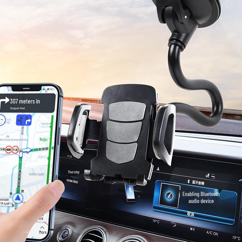 "Car Windshield Suction Cup Phone Holder with Multi-Function, Earthquake-Resistant Design and Extension Hose"
