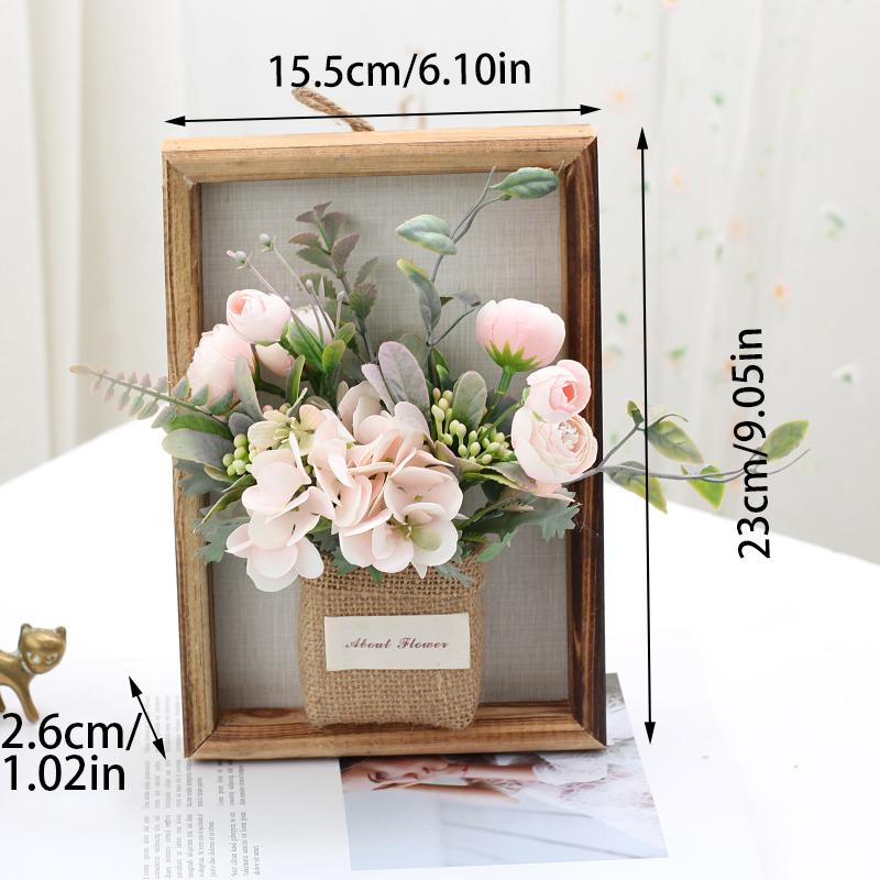 Wood Photo Frame Imitation Flowers Decoration 3D Handmade Artificial Flower Wall Hanging
