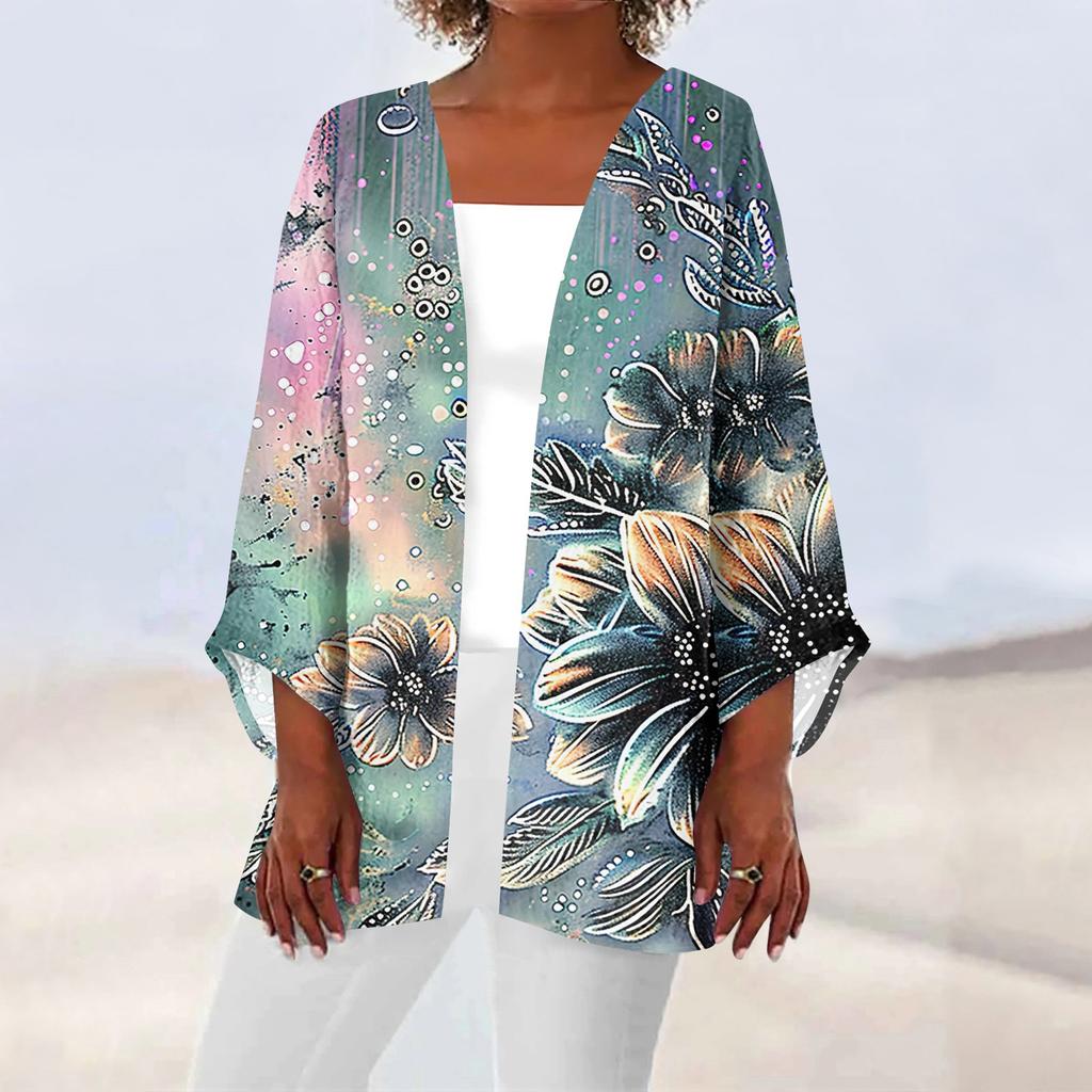 Женская повседневная модная легкая куртка средней длины с принтом, кардиган