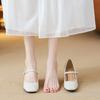 Нежные туфли Мэри Джейн с квадратным носком и неглубоким вырезом, женственные, простые, со стразами, с ремешком на одной пряжке, туфли на высоком каблуке, 2025