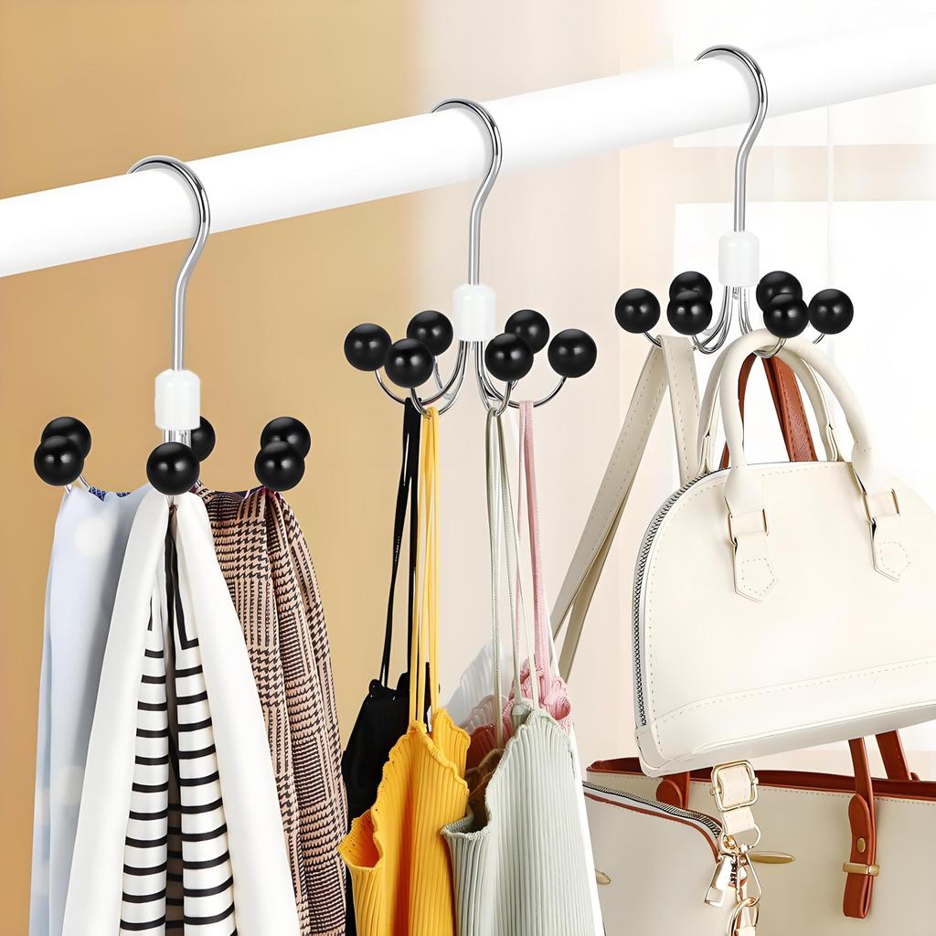 IOLOYU Hanger with 6 Rotating Clothes for Hooded Closet for Tank Convenient Hooks, 360-Degree Rack, Multifunctional, Non-Slip, Parkas, Space-Saving,