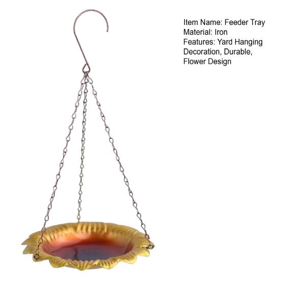 Подвесной поднос для кормушки для диких птиц, металлический поднос для кормления семян в форме цветка, украшение для сада на открытом воздухе
