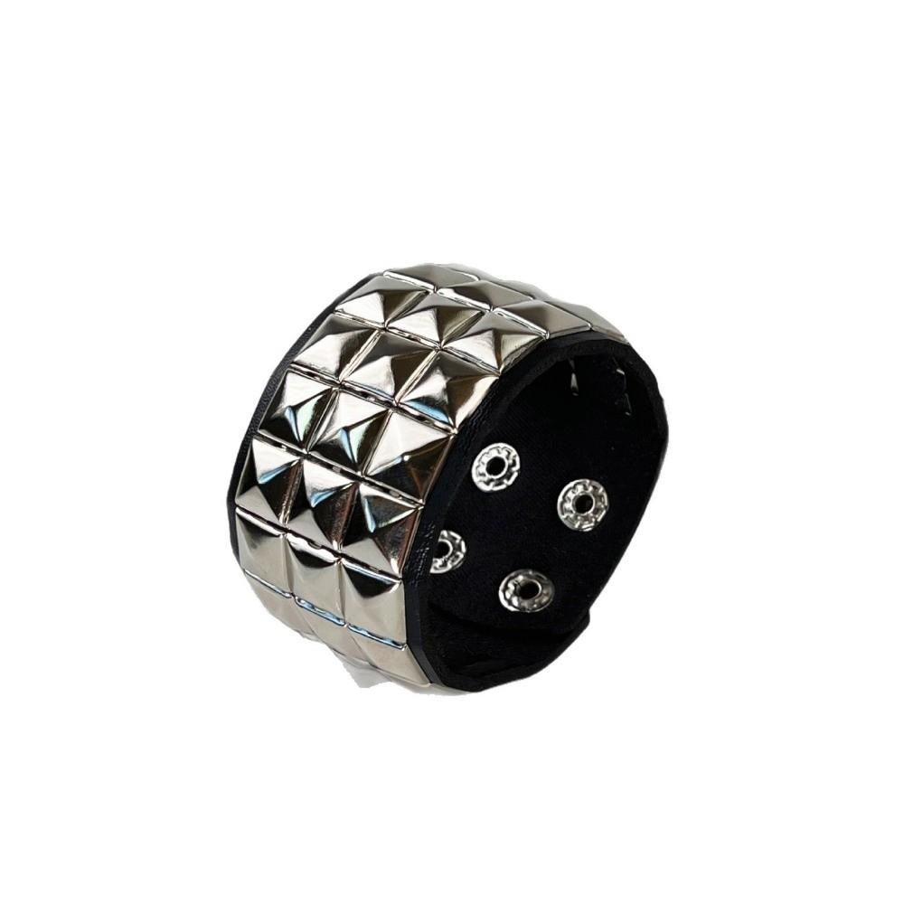 Pu Leather Studded Bracelet Goth Cuff Bangle New Black Wristband Unisex Jewelry