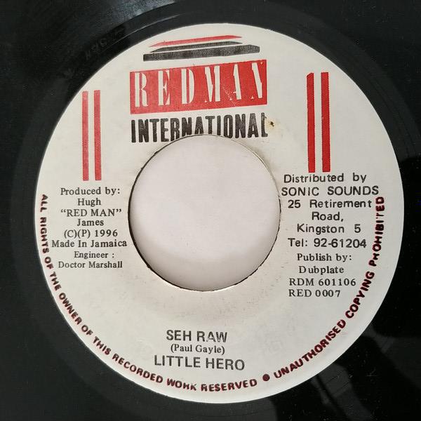 7-дюймовая пластинка LITTLE HERO Seh Raw NONE Redman Internat 1996 Ямайка Регги Ска Даб Б/у