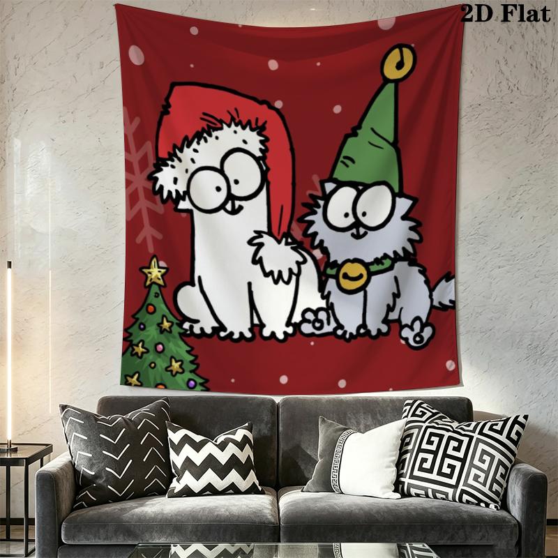 Simon‘s Cat Wall Tapestry Aesthetic Wall Hanging Printed Fabric Blanket Decorative Tapestries for Bedroom Living Room Home Decor