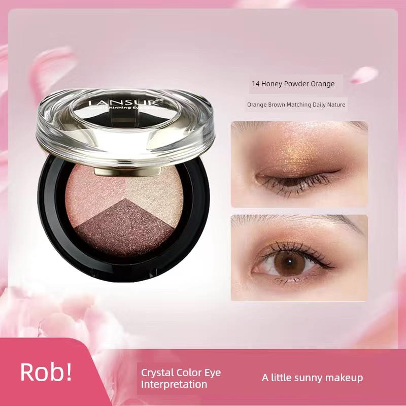 LANSUR Ryujing Gorgeous Color Baked Powder Eye Shadow Plate Earth Color Sequin Shimmering Powder Shimmer Peach Flower Nature Nude Makeup Rouge