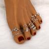 Vintage Heart Toe Rings Zinc Zinc Alloy Crystal Finger Ring Sweet Butterfly Foot Ring Set  Girls
