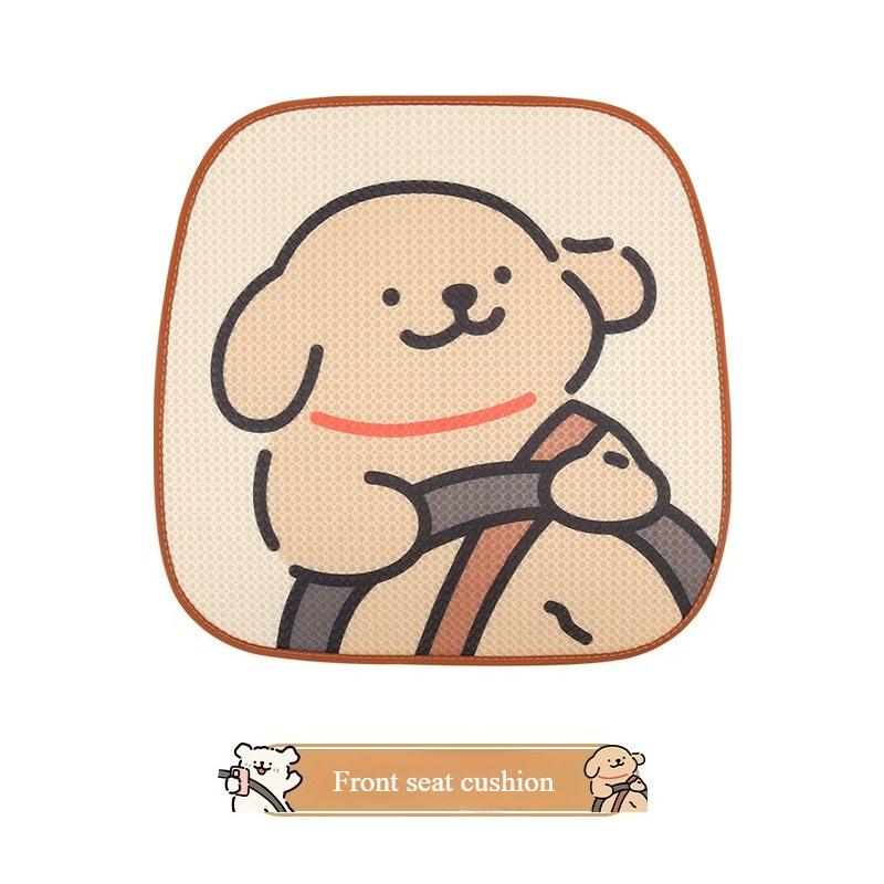 Cute Cartoon Couple Line Puppy Car Cushion Four Season Universal Vehicle Seat Backrest Support Breathable Comfortable Auto Seat
