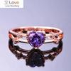 Romantic Heart-Shaped Purple Cubic Zircon Ring for Women Exquisite Engagement Wedding Rings Elegant Lady High Quality