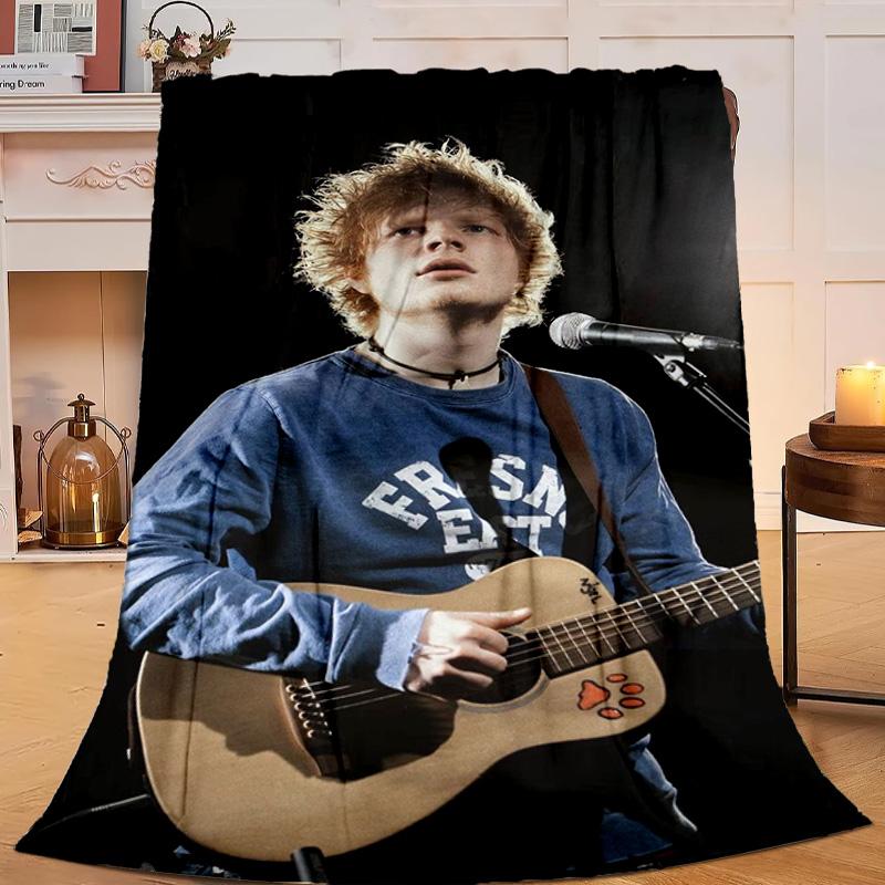 1PC Ed music Guitar Flannel Blanket Gift, Suitable for Both Men And Women, Soft Ideal for Beds And Sofa, Birthday Or Christmas Gift