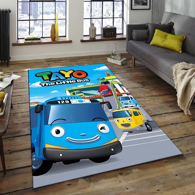 1pc Tayo The Little Bus3 Design Area Rug - Non-Slip, Soft & Cozy Floor Mat for Living Room, Bedroom, Office - Indoor/Outdoor Decorative Carpet
