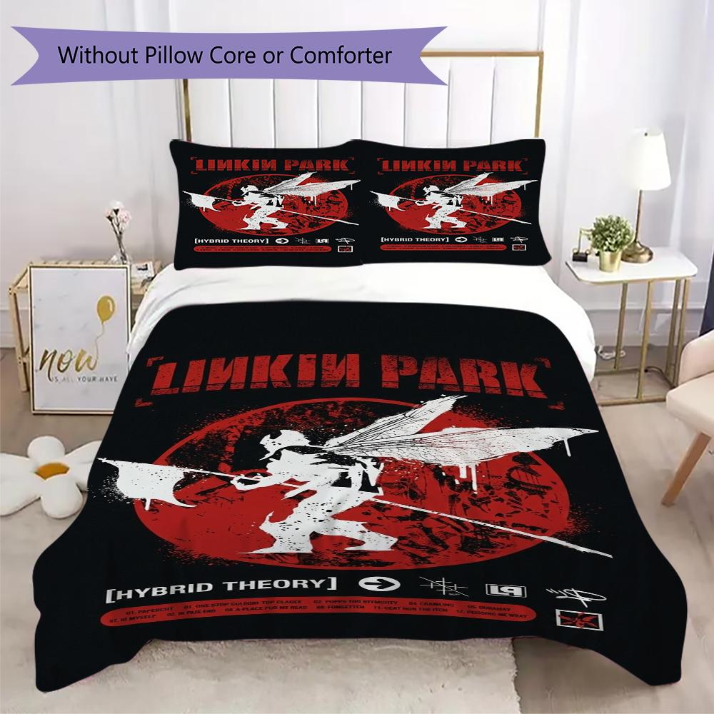 Linkin Park Pattern Bedding,Quilt Set Quilt Cover Pillowcase Home Birthday Gift(1 * duvet cover + 2 * pillowcase, without core)_lx