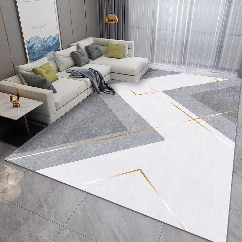 Nordic Light Gray Large Living Room Carpet Light Luxury Decorative Rug for Bedroom Geometric Carpets Non-slip Sofa Side Foot Mat